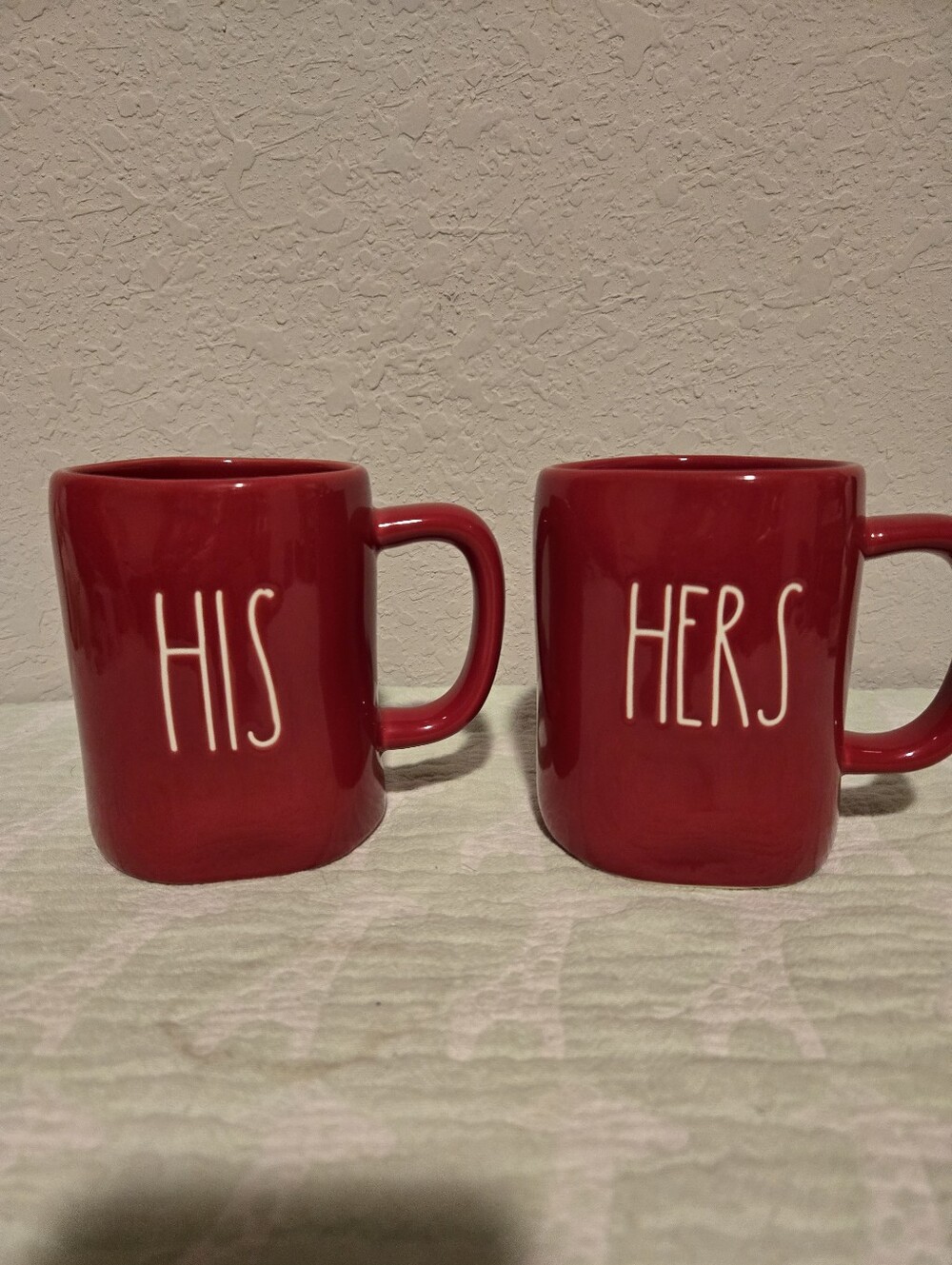 Rae Dunn Red His And Hers Coffee Cups.